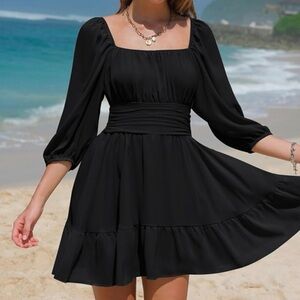 Black Long Sleeve Mini Dress